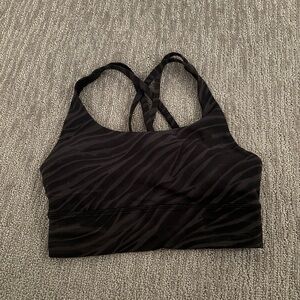 Lululemon Black Zebra Print Sports Bra With Criss Cross Straps